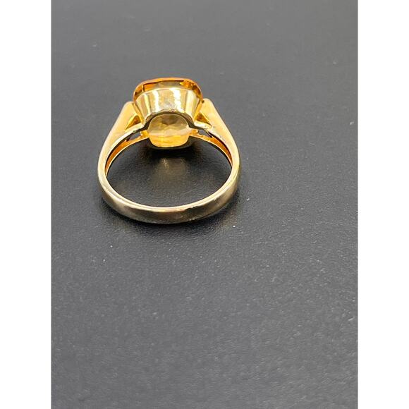 GSK Cushion Cut Citrine Sterling Silver Vermeil Cocktail Ring Sz 7.5 - Picture 8 of 12